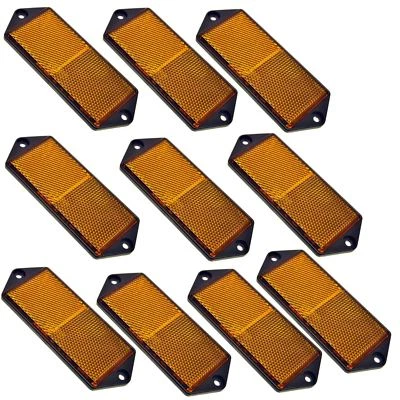 Amber Large Rectangular Side Reflector Pack of 10 Trailer Fence Gate Post TR067 - Image 1 of 4