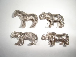 METAL FIGURINES SET - WILD ANIMALS CHROME VINTAGE - KINDER SURPRISE MINIATURES - Picture 1 of 1