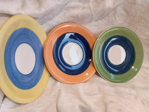 VINTAGE HANDPAINTED 7 1/2"PLATE - MADE IN ITALY SET of 3 See Pic For Imperfectio - Picture 1 of 10