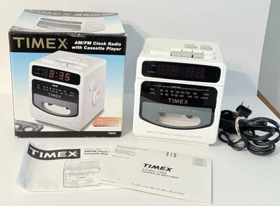 Vintage Timex Clock Radio Cassette Player Alarm AM/FM Radio T383W VGC Working - Image 1 of 4