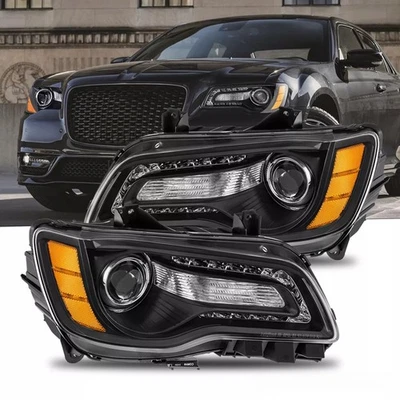Faros proyectores LED DRL negros para conductor y pasajero Chrysler 300 2011-2023 Foto 1 de 4
