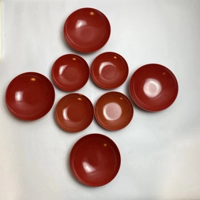 8 Vintage Oneida Red Melamine Dessert Ice Cream Bowls 6" & 4.75" - Image 1 of 4