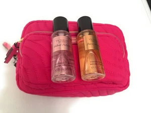 VICTORIA'S SECRET HOT PINK BEAUTY BAG MAKEUP CASE AND mist travel Gift sets - Picture 1 of 6
