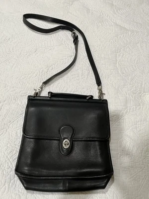 Coach Willis Black Leather Crossbody Bag Vintage Satchel Handbag 9927 Silver Hdw - Image 1 of 4