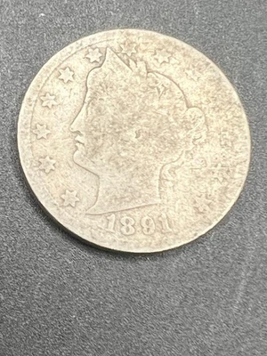 Liberty V Nickel-1891, full date - Image 1 of 3