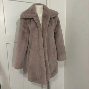 Abrigo Christian Siriano Talla Mediana Rosa Polvoriento Imitación Piel Dinero Antiguo Coqueta - Imagen 1 de 8