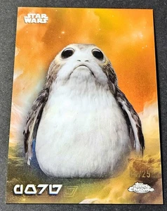 2025 Topps Chrome Star Wars Orange /25 Aurebesh Porg Refractor #AV-147 - Picture 1 of 2