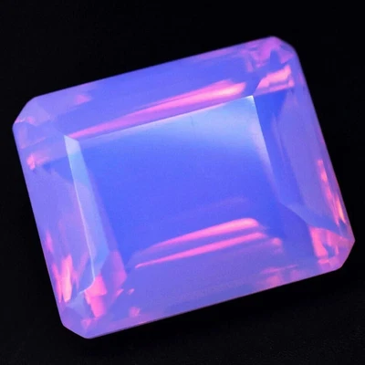 161.30 CT Large Ethiopian Purple-Pink Opal Emerald Cut Certified Loose Gemstone - Image 1 of 2