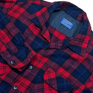 Vintage Pendleton 100% Wolle Bordhemd Herren L rot Tartan kariert Schlaufenkragen - Bild 1 von 7