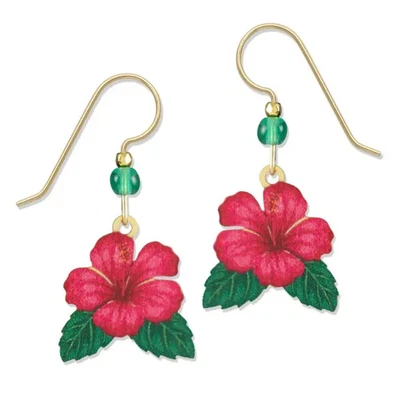 Pendientes perforados con flor de hibisco rosa cielo Sienna ~Hechos a mano en el Colorado~ Foto 1 de 3