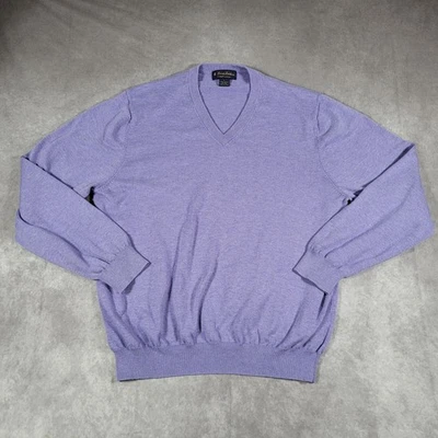 Brooks Brothers Sweater Mens Large Purple Supima Cotton V Neck Pullover Knit - Image 1 of 4