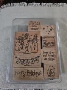 2002 Stampin Up Flaky Friends 8er Set Holzstempel SAUBER - Bild 1 von 2