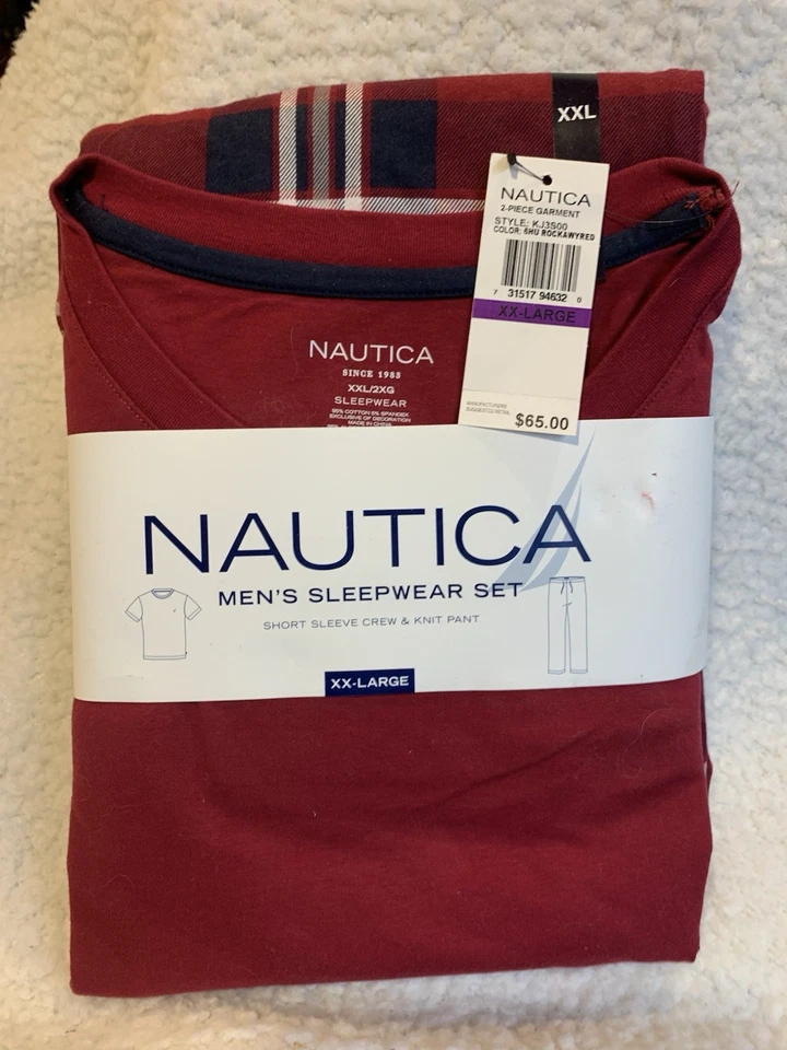 Conjunto de ropa de dormir para hombre Nautica XXL manga corta doble y pantalón tejido nuevo con etiquetas Foto 1 de 1