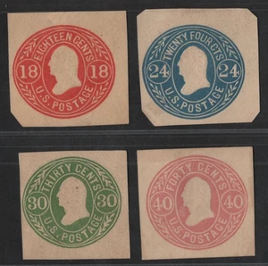 SOBRES ESTAMPADOS SCOTT #U70-U73 CUADRADOS CORTE EE. UU. 1865 - Imagen 1 de 2