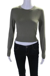 Intermix Women's Round Neck Long Sleeves Pullover Sweater Olive Green Size S - Picture 1 of 6