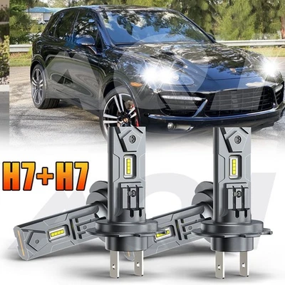 For Porsche Cayenne 2003-2014 LED Headlight High Low Beam Bulb 6000K White Foto 1 de 4