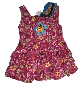 Vtg Disney 2005 Finding Nemo Baby Girls Pink Tropical Print Dress 12 M NEW Y2K - Picture 1 of 9