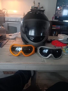 Tms Motorcycle Helmet With 2 Pairs Of Goggles - Picture 1 of 8