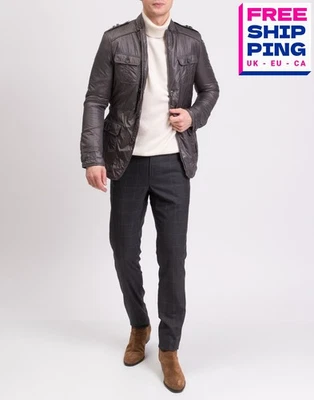 RRP €2200 D&G DOLCE & GABBANA Padded Jacket IT48 US38 M Grey Button Front - Image 1 of 4