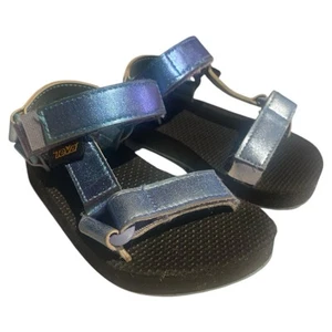 Teva Original Universal Shimmer Blue Adjustable Sandals Kids Girls Sz 8 Worn 1X - Picture 1 of 8