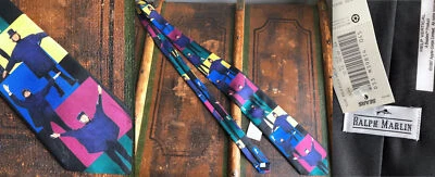 CORBATA DE COLECCIÓN NUEVA CON ETIQUETAS AÑOS 90 RALPH MARLIN BEATLES AYUDA FECHA 1997 NOVEDAD ARTE HECHA EN EE. UU. Foto 1 de 4