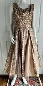 Seltener Vintage 1950er-60er Jahre Alberto Fabiani Roma Spitze Tüll Vollrock Kleid S/M - Bild 1 von 11