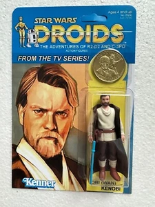 DROIDS CUSTOM OBI WAN KENOBI ACTION FIGURE WITH CUSTOM CAPE AND COIN - Picture 1 of 3