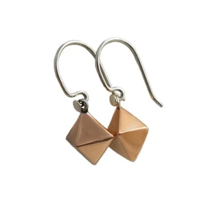 925 Silver and Copper Earrings Geometric Dangling Mixed Metal Two Tone Drops - Picture 1 of 5