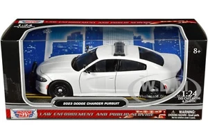 2023 DODGE CHARGER PURSUIT POLICE PLAIN WHITE 1/24 DIECAST MODEL MOTORMAX 76996 - Picture 1 of 6