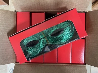 Green Glitter Masquerade Mask Superhero Fancy Dress Costume Accessory Box of 100 - Image 1 of 4