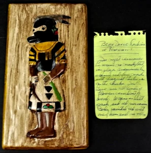 Kachina Wall Plaque 8" VINTAGE Ceramic Relief 3D Hand Painted Bean Dancer 1974 - Bild 1 von 8