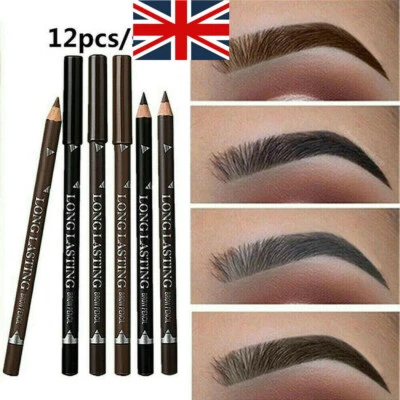 12Pcs Waterproof Eye Brow Eyeliner Eyebrow Pen Pencil Makeup Cosmetic Tool Set - Image 1 of 4