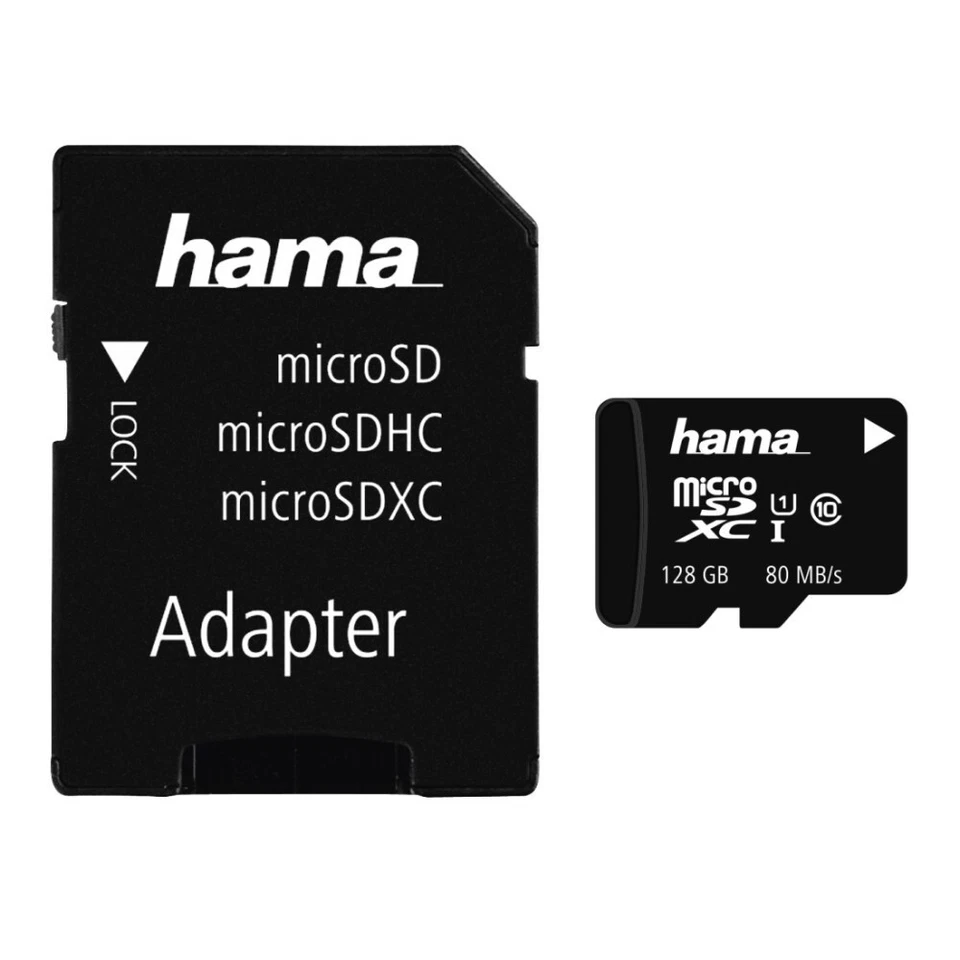 Hama microSDXC 128GB Class 10 UHS-I 80MB/s Speicherkarte + Adapter - Bild 1 von 1