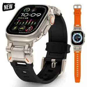 Apple Watch Ultra Military Rugged Silicone Strap Band 49mm 42/44/45/49mm iPhone - Picture 1 of 24
