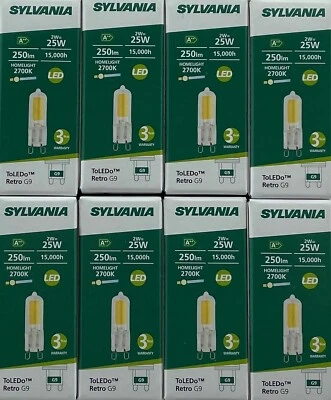 Pack of 8 Sylvania LED G9 2.5W 250lm 2700k Warm White = 20 Watt 28476 i1 - Image 1 of 4