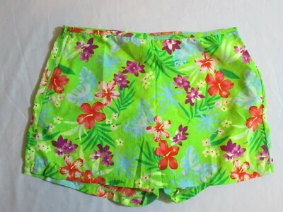 Catalina Damas Natación Playa Falda Pantalones Cortos Tropical Floral Verde Rojo Multi Grande Foto 1 de 4
