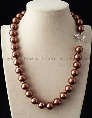 Collar de cuentas redondas de perlas con concha de mar del Sur multicolor genuino de 18"" 8/10/12/14 mm Foto 1 de 4