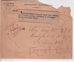 1925 French Cover, Damaged by Mail Plane Fire at Alicante - Afbeelding 1 van 4