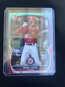 2023 Bowman Draft Brady House #BD-77 Aqua/Pink Gradient 150 /199 Nationals - Picture 1 of 3