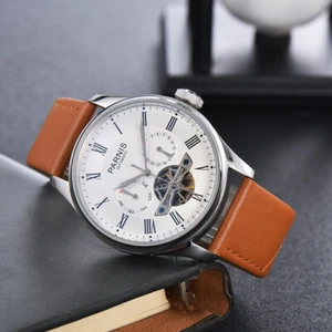 Relojes para hombre Parnis Power Reserve 43 mm movimiento automático 3 ATM esqueleto - Imagen 1 de 13