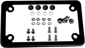 LFPartS Black Motorcycle Stainless Steel License Plate Frame - Foto 1 di 5