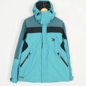 SALEWA Men Jacket Size L Blue Hooded Full Zip Windbreaker Polyamide POWERTEX - Picture 1 of 9