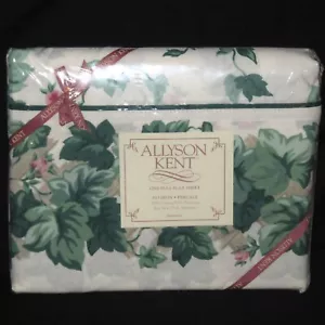 Hoja plana completa Allyson Kent Percale años 90 hiedra inglesa 180 hilos cuenta Mervyn's - Imagen 1 de 4
