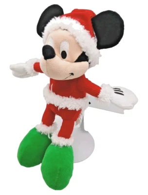 Disney Christmas Santa Mickey Mouse 9" Plush Stuffed Animal Toy Rare Green Shoes - Image 1 of 4