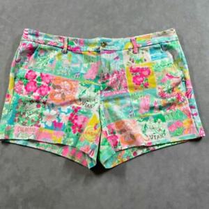 Lilly Pulitzer Shorts Womens Size 14 States Floral States Print Summer Beach 