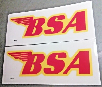BSA 有翼标志红色带黄色边缘 B44 VS 441 油箱乙烯基贴纸一对 — 第 1/3 张图片