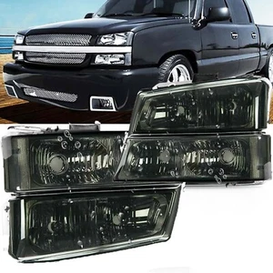 For Chevy Silverado/Avalanche 2003-2006 Headlights Assembly Pair Headlamp Black - Imagen 1 de 9