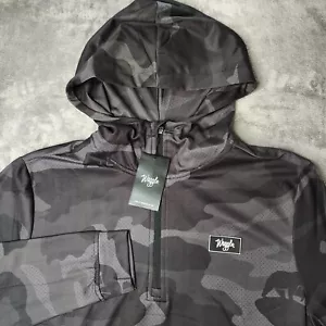 Waggle Hoodie Mens Small Black Bear Camo Long Sleeve Golf Pullover 1/4 Zip - Picture 1 of 8