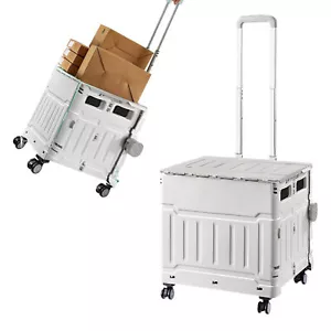 Folding Rolling Utility Shopping Cart Portable Crate Handcart 360° Rotate Wheel - Picture 1 of 7