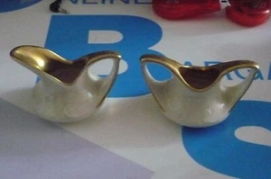 VTG Pearl China Co, White Iridescent 22kt Gold Creamer and Sugar Set Lusterware - Picture 1 of 3